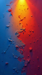 Fototapeta premium Abstract Textured Wall Surface Illuminated With Vibrant Orange And Blue Gradient Lighting Creating A Dynamic Artistic And Modern Visual Effect