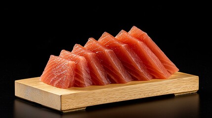 A fresh, vibrant image of raw salmon fillets on a cutting board, their natural sheen emphasized by precise, realistic lighting.