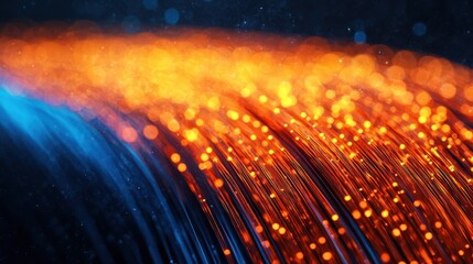 Vibrant Abstract Background of Glowing Blue and Orange Particles
