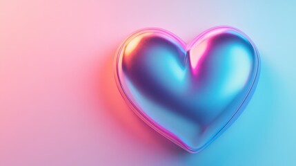 Fototapeta premium Vibrant 3D Pastel Gradient Heart in Blue, Pink, and Purple Tones - Modern and Romantic Design