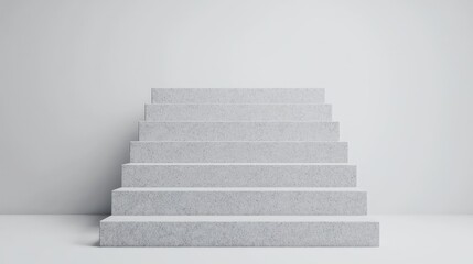 Minimalist concrete staircase against a white wall.
