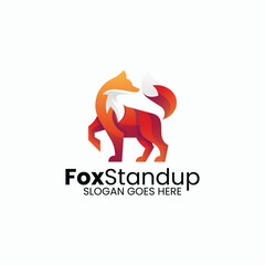 Fox Standup Gradient Colorful Logo