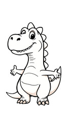 Fototapeta premium “Goofy Dinosaur with Tiny Arms Outline Only, No Fill Color, Thicker Line” – A doodle of a goofy dinosaur with tiny arms and a funny smile, drawn in thick-lined outline style with no fill color on a pl