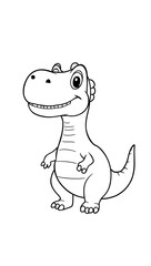 Obraz premium “Goofy Dinosaur with Tiny Arms Outline Only, No Fill Color, Thicker Line” – A doodle of a goofy dinosaur with tiny arms and a funny smile, drawn in thick-lined outline style with no fill color on a pl