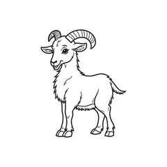 Goat line art on white backgroun