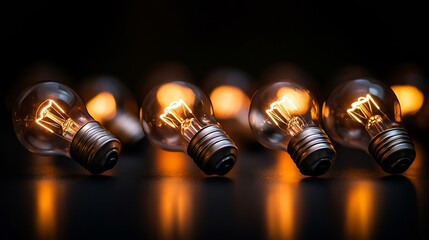 Illuminating Ideas: A Close-Up of Glowing Vintage Light Bulbs