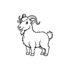 Goat line art on white backgroun