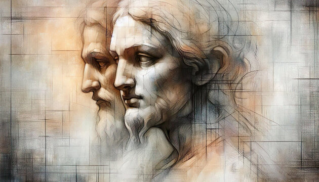 A collection of artistic portraits of men and women. Each portrait shows a person with expressive details and neutral backgrounds, highlighting the subjects' features and emotions.