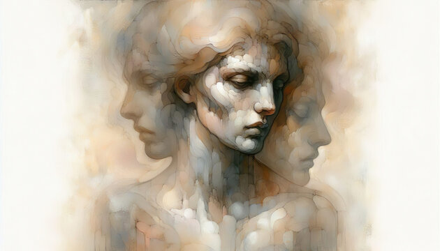 A collection of artistic portraits of men and women. Each portrait shows a person with expressive details and neutral backgrounds, highlighting the subjects' features and emotions.