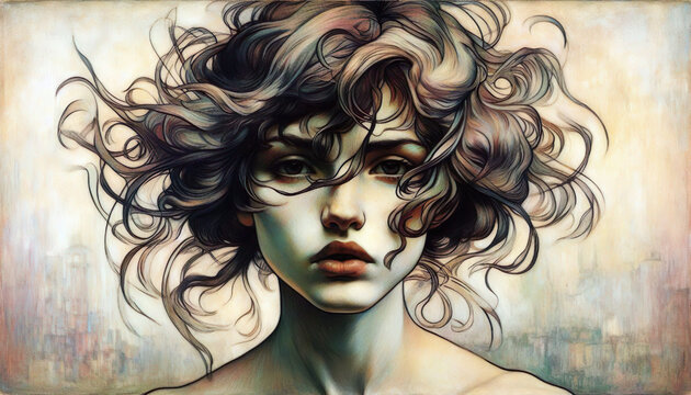 A collection of artistic portraits of men and women. Each portrait shows a person with expressive details and neutral backgrounds, highlighting the subjects' features and emotions.