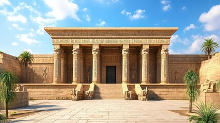 Obraz premium Structure of an ancient temple historical theme 3D render