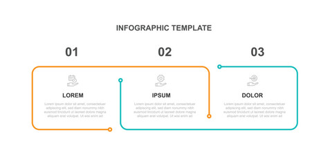 3 step line infographic template