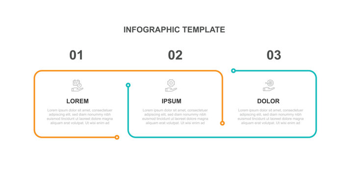 3 step line infographic template