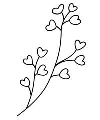 Black ink hand drawn heart shaped flower vector illustration
