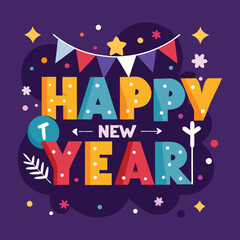happy new year letters banner vector.
