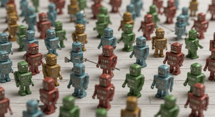 AI Robot vs Alien, AI, Robots and androids. AI Taking over the world, the concept of confrontation between humanity and artificial intelligence, alien invasion