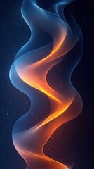 Naklejka premium Abstract swirling waves of blue and orange light create a dynamic and visually appealing background.