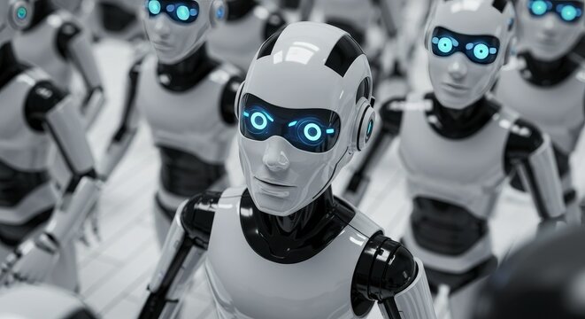 AI Robot vs Alien, AI, Robots and androids. AI Taking over the world, the concept of confrontation between humanity and artificial intelligence, alien invasion