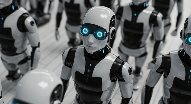 AI Robot vs Alien, AI, Robots and androids. AI Taking over the world, the concept of confrontation between humanity and artificial intelligence, alien invasion