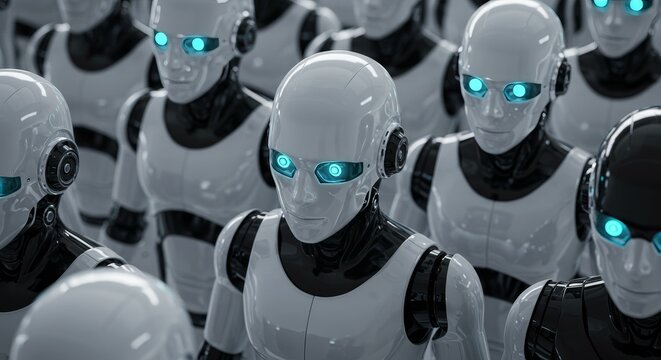 AI Robot vs Alien, AI, Robots and androids. AI Taking over the world, the concept of confrontation between humanity and artificial intelligence, alien invasion