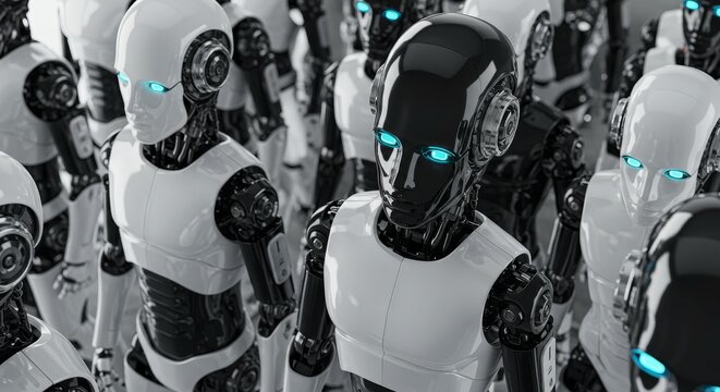 AI Robot vs Alien, AI, Robots and androids. AI Taking over the world, the concept of confrontation between humanity and artificial intelligence, alien invasion
