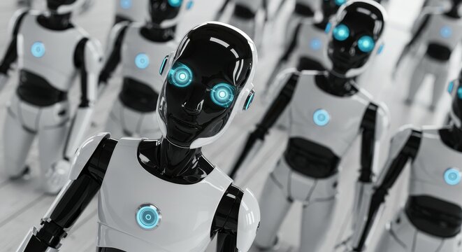 AI Robot vs Alien, AI, Robots and androids. AI Taking over the world, the concept of confrontation between humanity and artificial intelligence, alien invasion