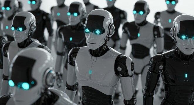 AI Robot vs Alien, AI, Robots and androids. AI Taking over the world, the concept of confrontation between humanity and artificial intelligence, alien invasion