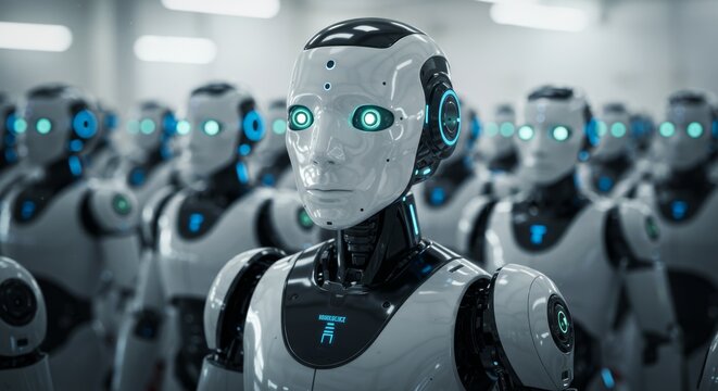 AI Robot vs Alien, AI, Robots and androids. AI Taking over the world, the concept of confrontation between humanity and artificial intelligence, alien invasion
