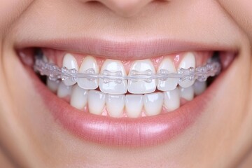 Fototapeta premium Braces adjustment smile transformation dental clinic health and beauty image indoor close-up oral care tips