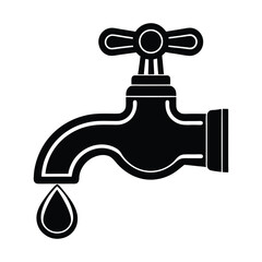 water tap icon silhouette logo template.
