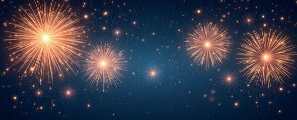 A display of bright fireworks explodes in the night, creating a stunning contrast against the dark background, generative ai