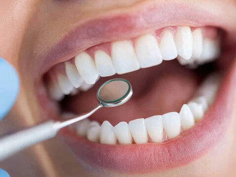 Dental examination action dental clinic healthcare content professional environment close-up view oral hygiene concept