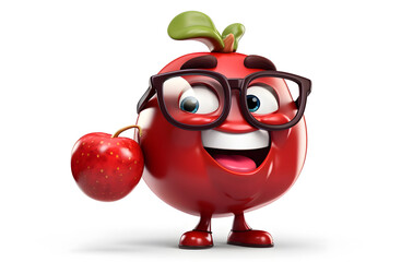 3D Cartoon style illustration of red pomegranate fruit with happy and cheerful gesture, Fruit