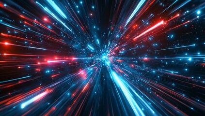 Obraz premium Abstract light streaks in red and blue.