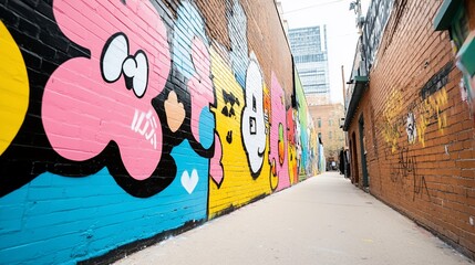 Obraz premium Colorful street art in an urban alleyway.