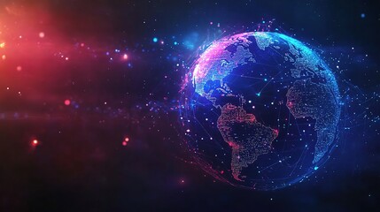 Obraz premium Futuristic Concept of Global Social Networks Structure Visualization