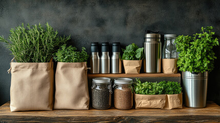 Fototapeta premium Zero-Waste Lifestyle with Reusable Bags