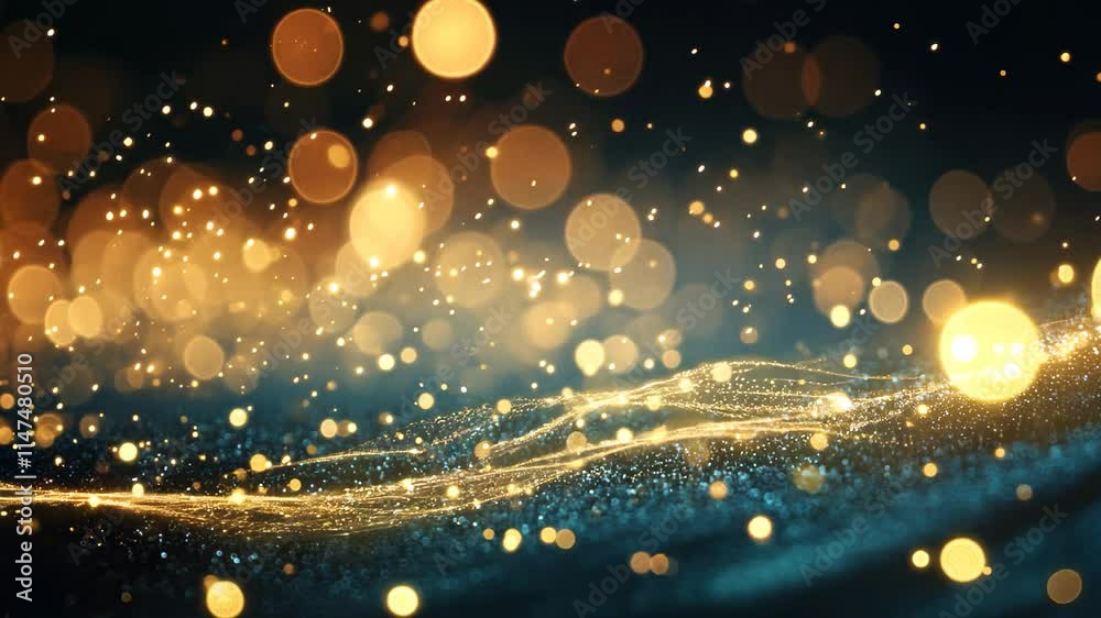 Poster glittering abstract bokeh background created by shining particles in a dark setting, abstract shinin