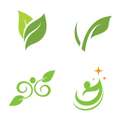 Vegan leaf green eco logo nature