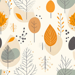 floral flower and leaf elements modern doodle illustrator seamless pattern for wallpaper or background