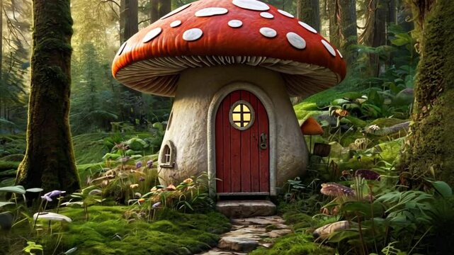 big mushroom house in the forest
