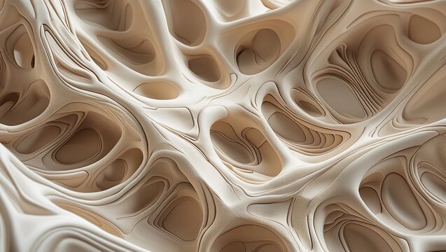 This image features a seamless beige biomorphic web pattern with a modern and abstract aesthetic, suggestive of interconnected networks
