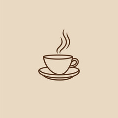 Coffee cup logo, Simple Coffee Cup with smoke Silhouette vector illustration, 