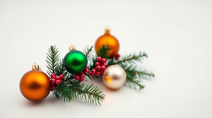 Elegant Christmas Ornaments Festive Green Gold Silver Pine Branch