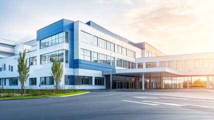 Obraz premium Modern hospital isolation ward exterior showcasing advanced medical facilities and compassionate care, emphasizing the importance of health infrastructure in safeguarding public well-being