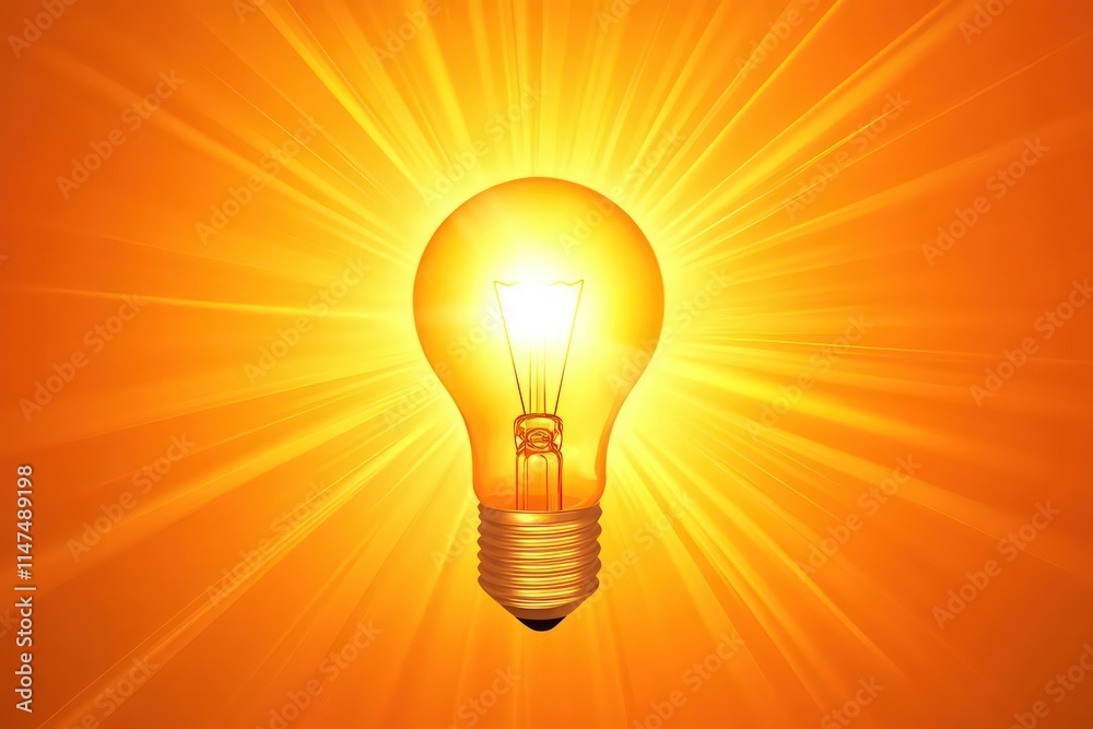 Wall mural a glowing light bulb with rays of light shining outward, symbolizing a moment of inspiration and a b