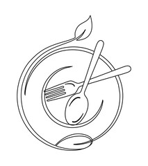 vector illustration of spoon, fork and plate