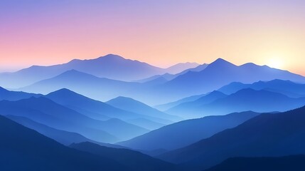 Fototapeta premium Serene Sunset Over Blue Mountain Ranges
