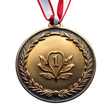 gold medal on whiteon white background white and transparent background