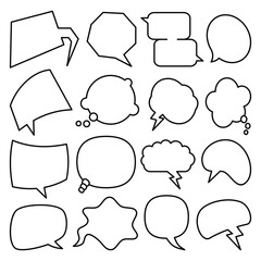 Set of speech bubble doodle vector
